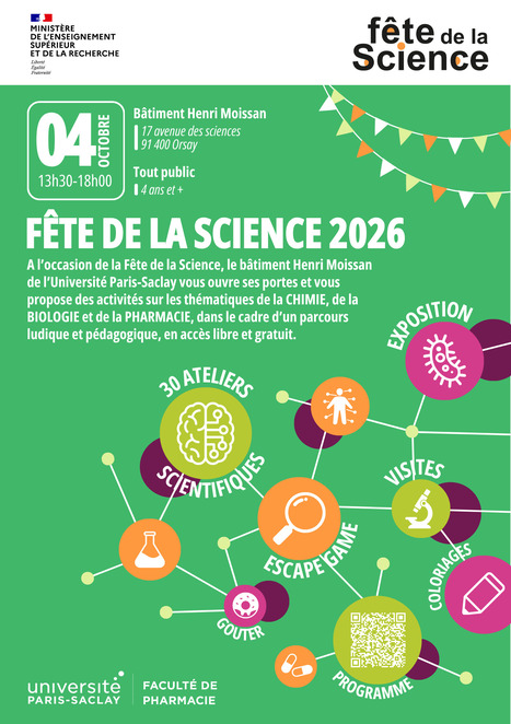 F&ecirc;te de la Science 2026 - B&acirc;timent Henri Moissan,&nbsp;dimanche 04 octobre 2026, de 13h30 &agrave; 18h00 | Life Sciences Universit&eacute; Paris-Saclay | Scoop.it