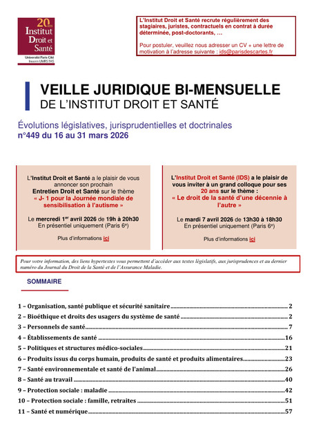 Bulletin de veille juridique de l'Institut Droit et Sant&eacute; | Solidarit&eacute;s | Scoop.it