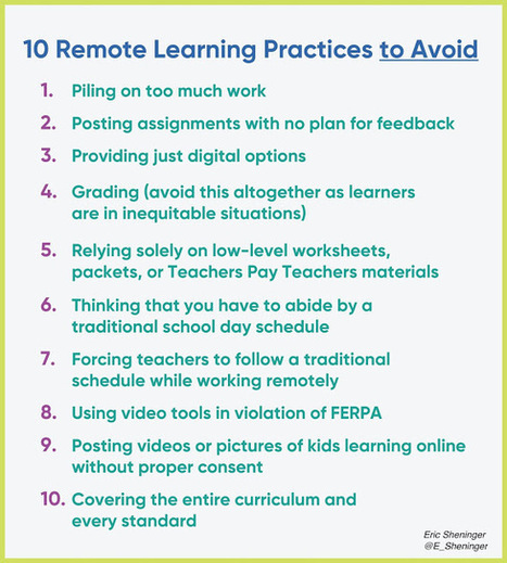 A Principal's Reflections: 10 Remote Learning Practices to Avoid | Capstone: An ESRM Coda | Scoop.it