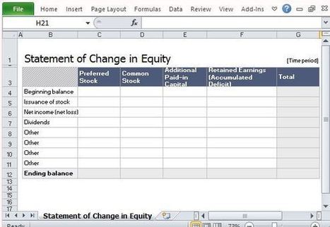 Statement Of Change in Equity Template For Excel | PowerPoint presentations and PPT templates | Scoop.it