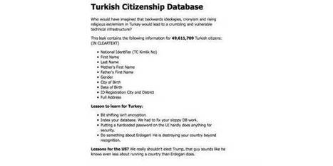 Riesiger Leak: Persönliche Daten von 50 Mio. türkischen Bürgern veröffentlicht | #DataBreaches #CyberSecurity | ICT Security-Sécurité PC et Internet | Scoop.it