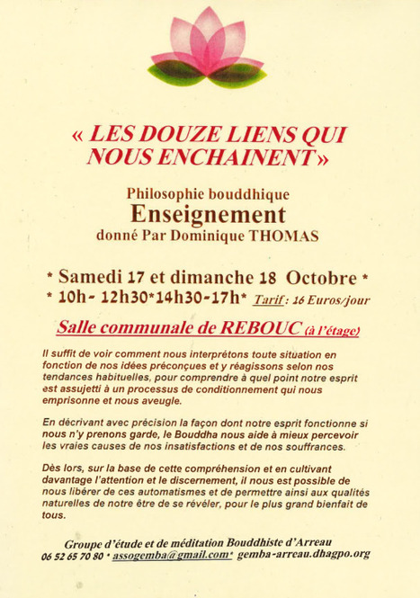 Enseignement bouddhique &agrave; Rebouc les 17 et 18 octobre | Vall&eacute;es d'Aure & Louron - Pyr&eacute;n&eacute;es | Scoop.it