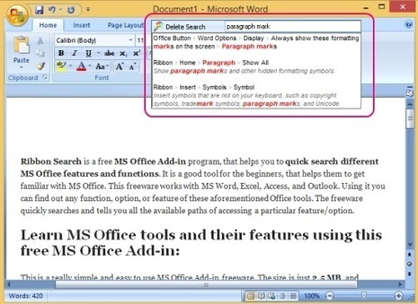 Ribbon Search: Free MS Office Add-in To Quick Search MS Office Features | Time to Learn | Scoop.it