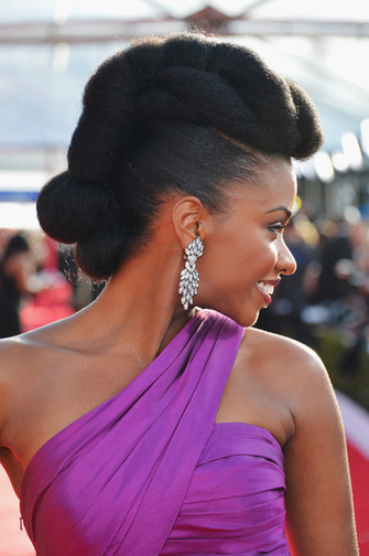 Natural Hairstyles From The Red Carpet - Teyonah Parris Wears Glam Pompadour Updo - The Style News Network | Black Hair Ideas | Scoop.it