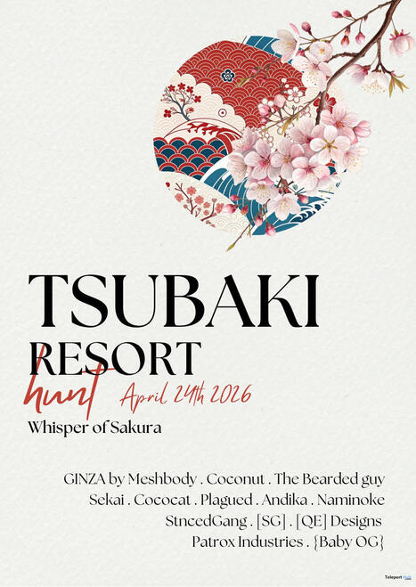 Tsubaki Resort: Whisper of Sakura Hunt 2026 | Teleport Hub - Second Life Hunts | Second Life Freebies | Scoop.it
