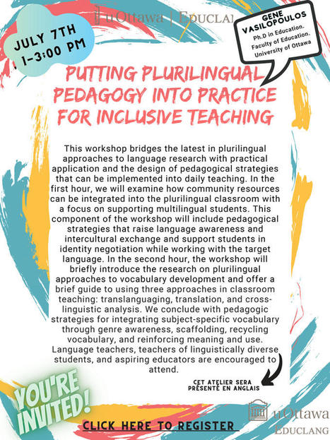 Professional Institute 2021 - July 7th - Language teachers/instructors - workshops offered by U of O  | Education 2.0 & 3.0 | Scoop.it