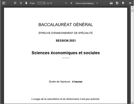 SES - Sujets de bac - session 2021 | Veille Éducative - L'actualité de l'éducation en continu | Scoop.it