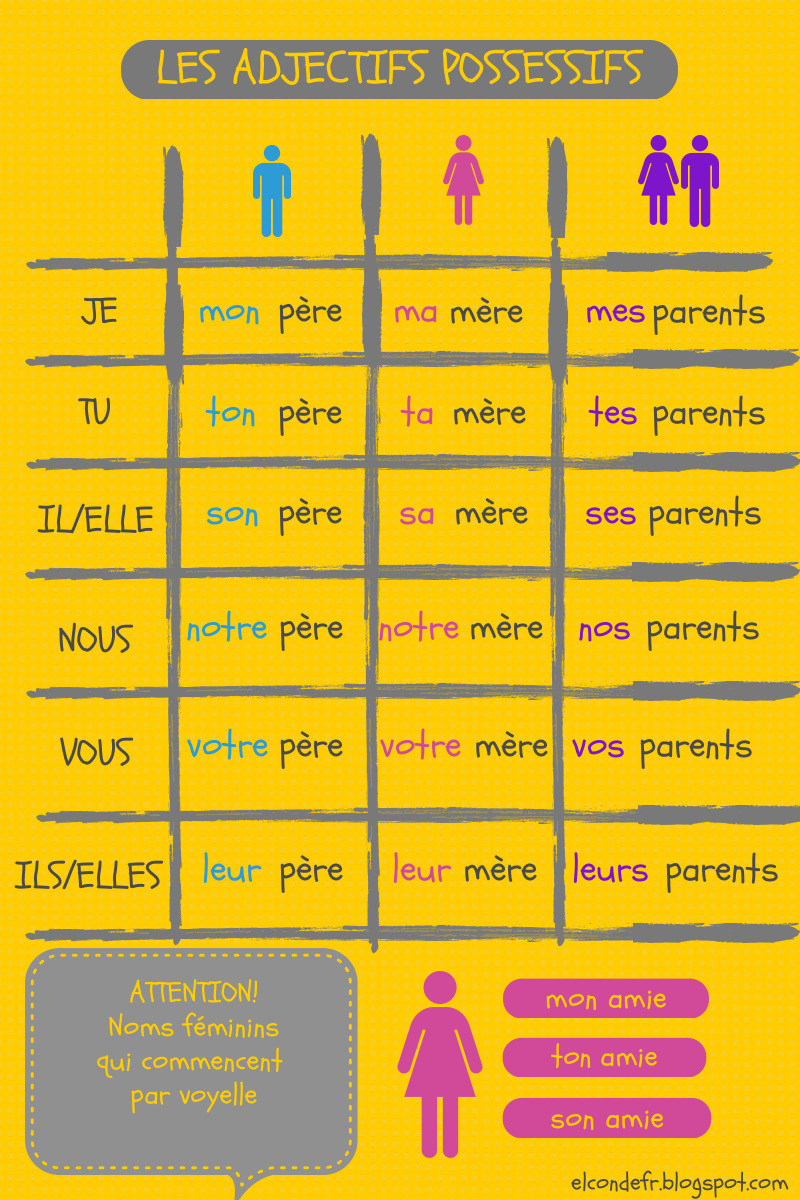 adjectifs possessifs Français FLE FOS