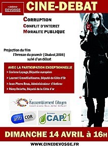 CAP21 et le Rassemblement Citoyen vous invitent au ciné-débat 'Corruption, conflits d'intérêt et moralisation de la vie politique' | Re Re Cap | Scoop.it