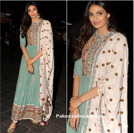 Athiya Shetty in Blue Anarkali from Vrisa by Rahul and Shikha | Indian Fashion Updates | Scoop.it