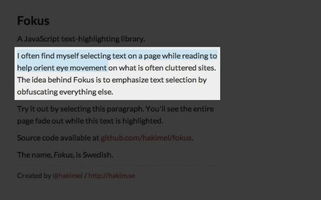 Fokus - Help students focus on one section of text with this extension | Daily Magazine | Scoop.it