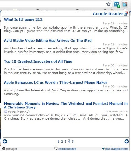 Easy Reader : suivez en temps réel les notifications de Google Reader dans la barre d'outils de Chrome | Time to Learn | Scoop.it