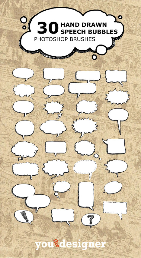 30 Hand Drawn Speech Bubble Photoshop Brushes - You The Designer | Drawing References and Resources | Scoop.it
