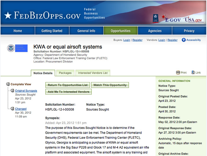 UNCLE SAM WANTS KWA or equal airsoft systems - Federal Business Opportunities | Thumpy's 3D House of Airsoft™ @ Scoop.it | Scoop.it