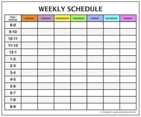 weekly planner with time slots template