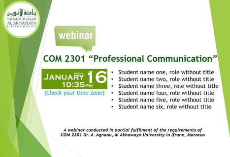 Webinars - COM 2301 - Spring 2016 | Business and Professional Communication | Scoop.it