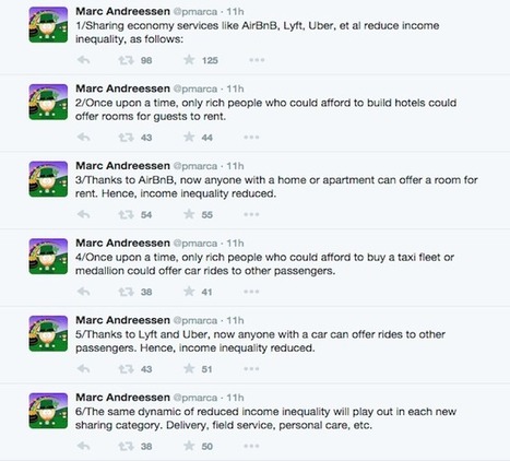 Marc Andreessen went on an epic, but flawed, tweetstorm about the sharing economy and income inequality | Peer2Politics | Scoop.it