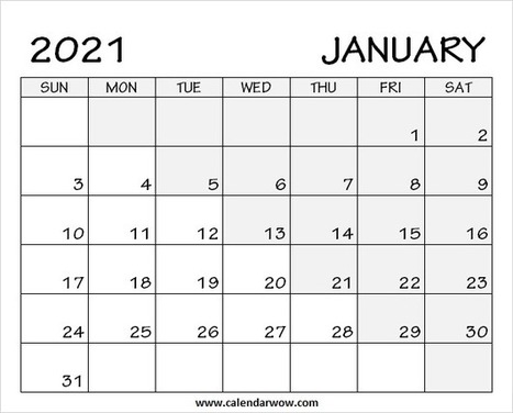 January 2021 Calendar With Holidays