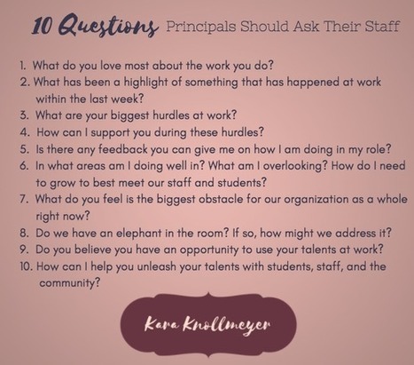 10 Questions Principals Should Ask Their Staff - Kara Knollmeyer | Professional Learning for Busy Educators | Scoop.it