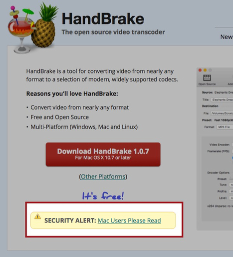 Malware warning for Mac users, after HandBrake mirror download server hacked | #CyberSecurity #Apple | Apple, Mac, MacOS, iOS4, iPad, iPhone and (in)security... | Scoop.it