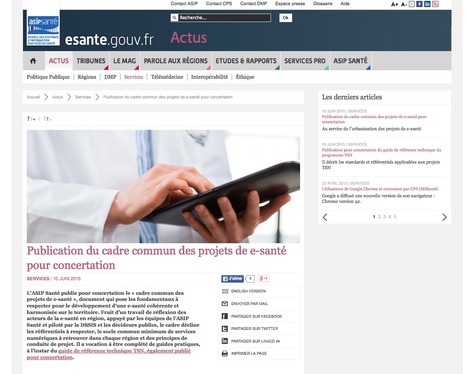Publication du cadre commun des projets de e-santé pour concertation | e-santé - Télésanté | Scoop.it