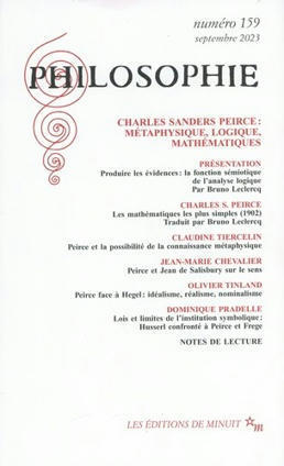 Philosophie 2023/4 (N° 159) : Charles Sanders Peirce : métaphysique, logique, mathématiques | Les Livres de Philosophie | Scoop.it
