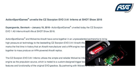 BREAKING FROM SHOT SHOW '16 - Wolverine Inferno INSIDE ASG's Evo3A1 HPA GUN! | Thumpy's 3D House of Airsoft™ @ Scoop.it | Scoop.it