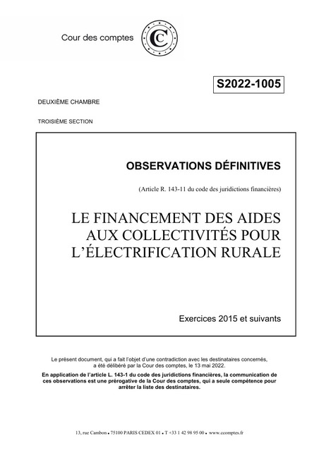 Financement des aides aux collectivités pour l'électrification rurale  | Veille juridique du CDG13 | Scoop.it