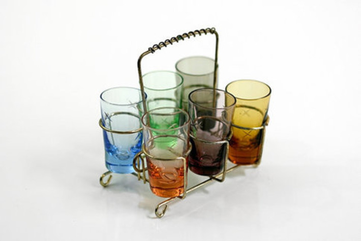 Mid Century Shot Glasses with Caddy | Antiques & Vintage Collectibles | Scoop.it