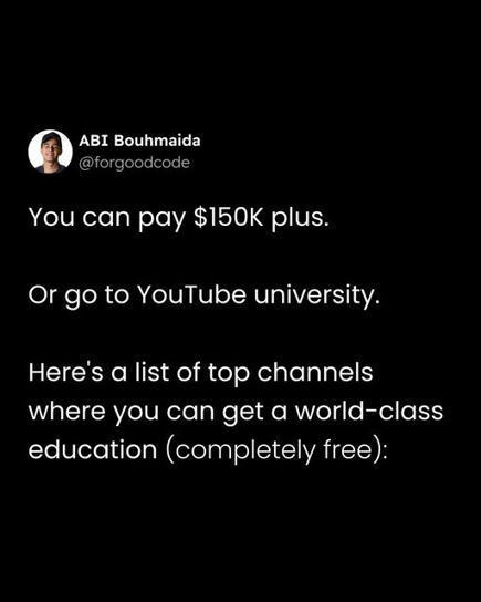 ABI | Hot guy in tech on Instagram: "Swap out some Netflix time for the best YouTube channels that feed your brain as they entertain.<br/><br/>If you enjoyed this, follow me @forgoodcode for more content l... | Training and Assessment Innovation | Scoop.it