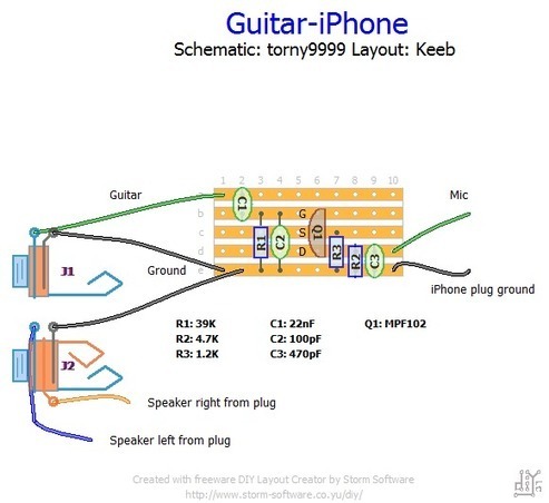 schematic iphone 7 diagram matching guitar impedance with iRig cable DIY