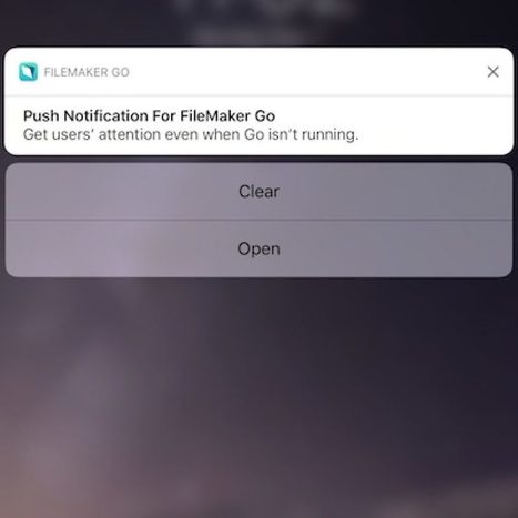 FileMaker Go 17 Push Notifications | DB services - video | Learning Claris FileMaker | Scoop.it