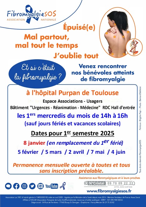 FibromyalgieSOS - Dates des prochaines permanences à Toulouse - Hôpital Purpan | Association FibromyalgieSOS | Scoop.it