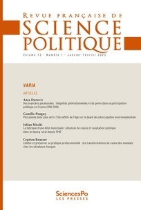 Plus jeunes donc plus verts ? In : Revue française de science politique 2023/1 (Vol. 73), pages 41 à 62 | Biodiversité | Scoop.it