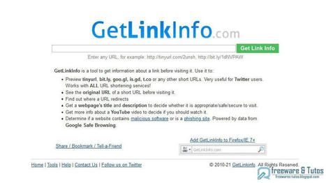 GetLinkInfo : un outil pratique pour vérifier l'adresse complète d'un lien raccourci sans avoir à l'ouvrir | Freewares | Scoop.it