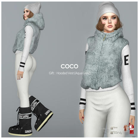 Hooded Vest Aqua Grey January 2023 Group Gift by COCO Designs | Teleport Hub - Second Life Freebies | Second Life Freebies | Scoop.it