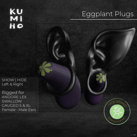 Eggplant Plugs April 2024 Group Gift by KUMIHO | Teleport Hub - Second Life Freebies | Second Life Freebies | Scoop.it
