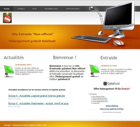 Gratuit : Galahost.fr 2012 Licence gratuite Hebergement web Fr gratuit de 10Go - Bases donnees MySQL ILLIMITEES | Actualités Top | Scoop.it