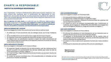 L'Institut du numérique responsable publie sa charte de l'IA responsable | Formation : Innovations et EdTech | Scoop.it