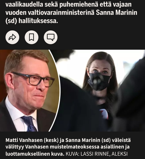 Matti Vanhanen paljastaa, miten hän tuki Sanna Marinia Sauli Niinistöä vastaan | 1Uutiset - Lukemisen tähden | Scoop.it