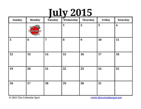 blank july 2015 calendar