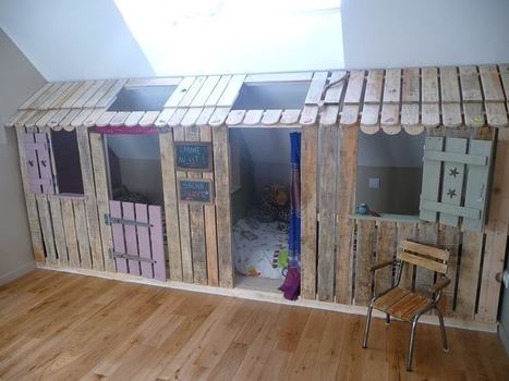 Pallet kids hut to hide the beds in the attic of a bedroom | 1001 Recycling Ideas ! | Scoop.it