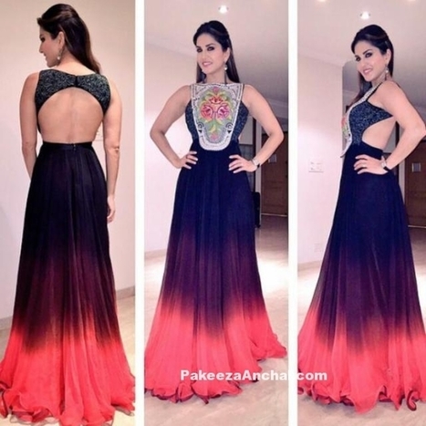 Sunny Leone in Neha Agarwal's Satin Chiffon Gown | Indian Fashion Updates | Scoop.it