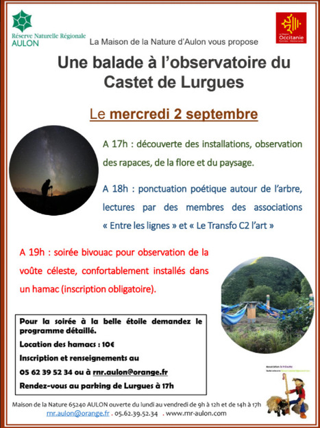 Sortie à l'observatoire du Castet de Lurgues le 2 septembre | Vallées d'Aure & Louron - Pyrénées | Scoop.it