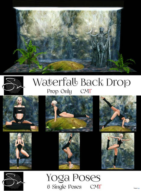 Waterfall Backdrop & Female Yoga Poses May 2022 Group Gift by Something New | Teleport Hub - Second Life Freebies | Second Life Freebies | Scoop.it