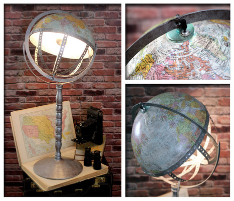 Vintage Steam Punk Industrial Re-purposed World Globe Swivel Desk / Floor Lamp | 1001 Recycling Ideas ! | Scoop.it