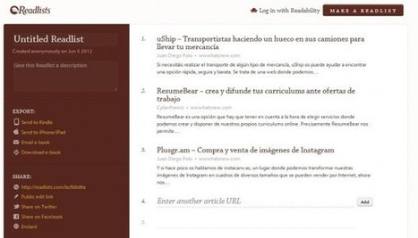 Readlists – Transforma un conjunto de páginas web en un libro electrónico | EduHerramientas 2.0 | Scoop.it