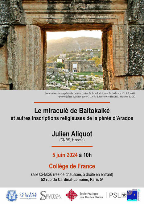 Assembl&eacute;e g&eacute;n&eacute;rale de l'Association Semitica et classica et conf&eacute;rence de Julien Aliquot | - Lettre d'information Orient & M&eacute;diterran&eacute;e - | Scoop.it