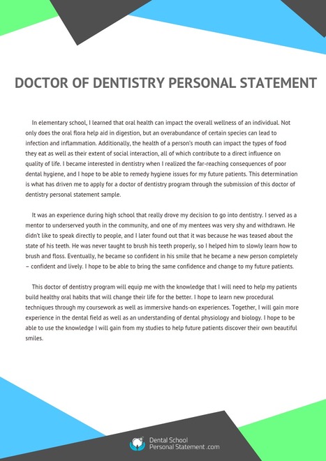 Examples of personal statements dental school