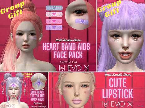 Heart Band-Aids, Tattoo, & Lipsticks August 2022 Group Gift by UwU Kawaii Store | Teleport Hub - Second Life Freebies | Second Life Freebies | Scoop.it